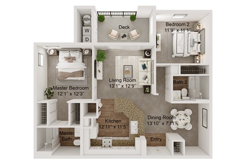 2 bed 2 bath B2A Floor Plan at Monarch at Dos Vientos, Newbury Park